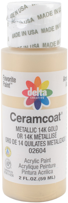 6 Pack Ceramcoat Metallic Acrylic Paint 2oz-Metallic 14K Gold -2600-2604 - 017158260422