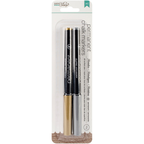 3 Pack DIY Shop 2 Permanent Chalk Markers 2/Pkg-Gold & Silver/Broad Tip DIYM-69060 - 718813690607