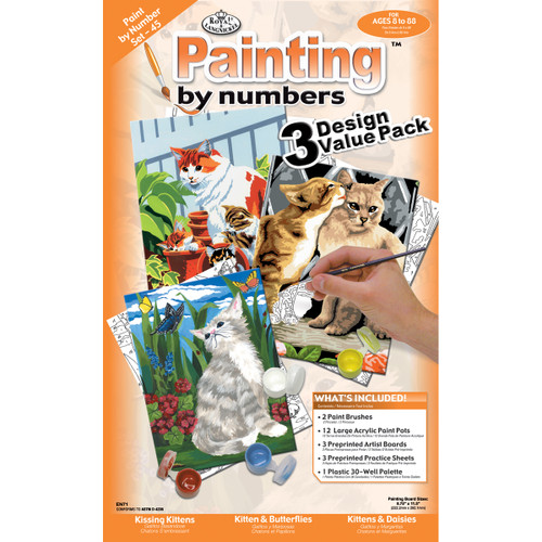 3 Pack Royal & Langnickel(R) Paint By Number Kit 8.75"X11.75" 3/Pkg-Cats PBNVLPK-45