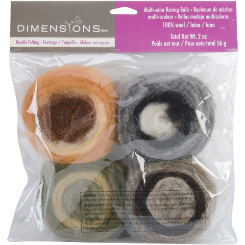 3 Pack Dimensions Feltworks Roving Rolls 2oz 4/Pkg-Earth Tone 72-73836 - 088677738365