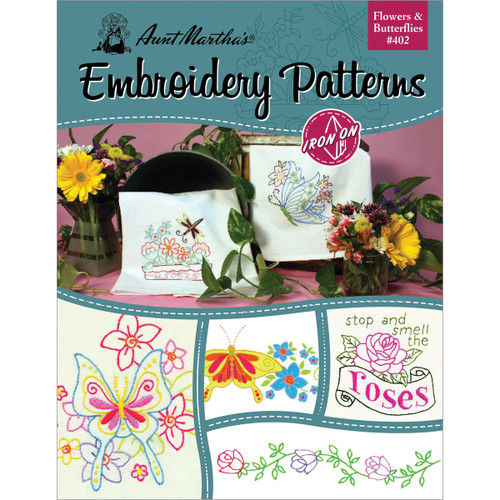 3 Pack Aunt Martha's Iron-On Transfer Book-Flowers & Butterflies TPB-402 - 043272004024