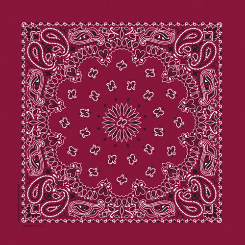 6 Pack - Carolina Hav-A-Hank Paisley Bandanna 22"X22"-Burgundy - B22PAI-23