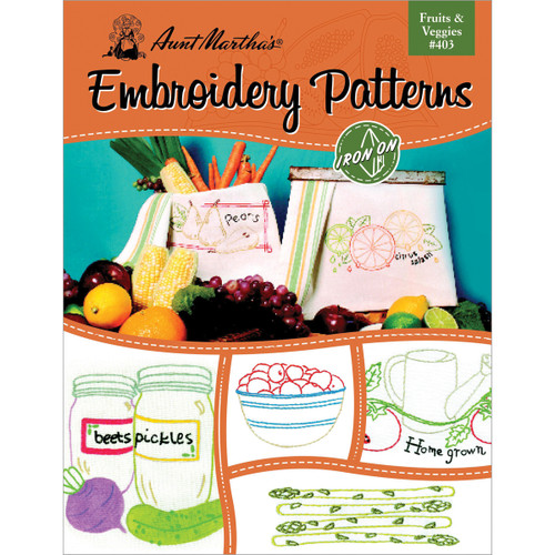 3 Pack - Aunt Martha's Iron-On Transfer Book-Fruits & Veggies - TPB-403 - 043272004031