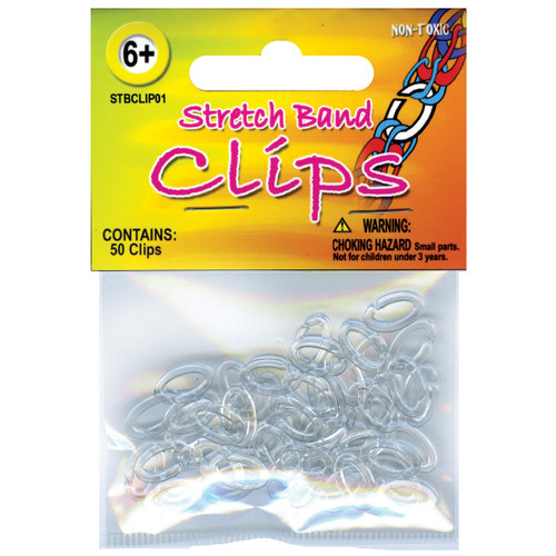 6 Pack Pepperell Stretch Band Bracelet Clips 50/Pkg-Clear STBCLIP1 - 725879210021