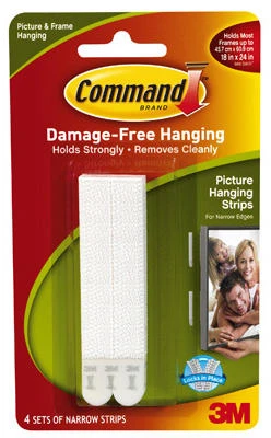 3 Pack - Command Narrow Picture Hanging Strips-White 4 Sets/Pkg - 17207 - 051141322681