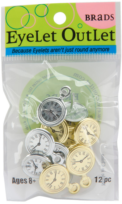3 Pack - Eyelet Outlet Shape Brads 12/Pkg-Pocket Watches - QBRD2-102A - 879693009160