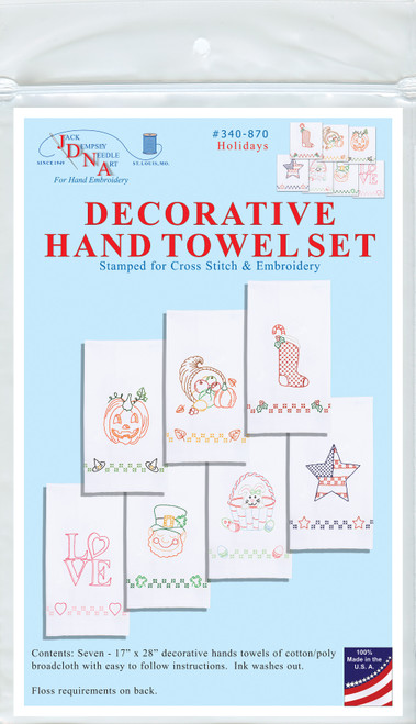 Jack Dempsey Stamped Decorative Hand Towels 17"x28" 7/Pkg-Holidays 340 870 - 013155598704