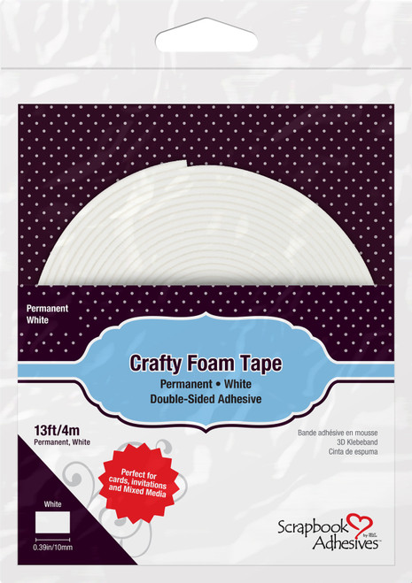 3 Pack - Scrapbook Adhesives Crafty Foam Tape Roll-White, .375"X13' - 01618 - 093616016183