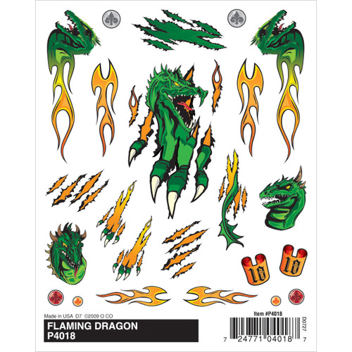 3 Pack - Pine Car Derby Dry Transfer Decal 4"X5" Sheet-Flaming Dragon - P4018