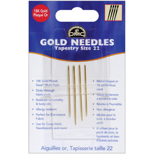 6 Pack DMC Gold Tapestry Hand Needles-Size 22 4/Pkg 6131 - 077540183098