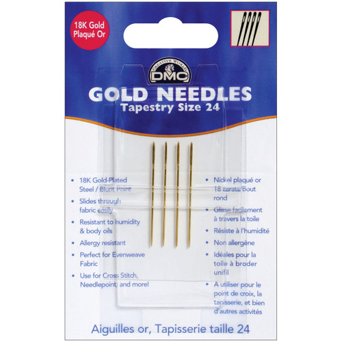 6 Pack DMC Gold Tapestry Hand Needles-Size 24 4/Pkg 6130DMC - 077540183081