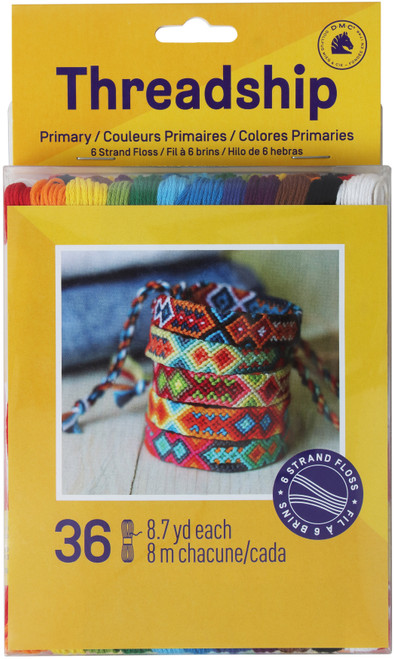 6 Pack - DMC Threadship 6-Strand Floss Pack 8.7yd 36/Pkg-Primary Colors - PRISM-864 - 077540008643