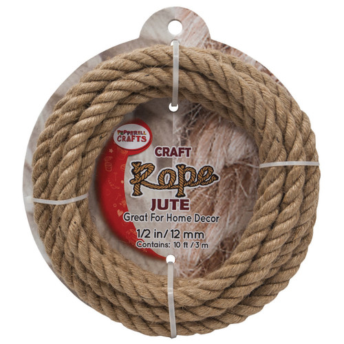 3 Pack Pepperell Jute Craft Rope .5"X10'-Natural JCR12 - 725879699284