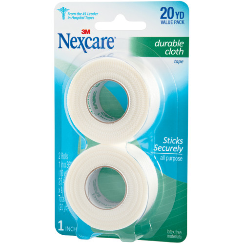 3 Pack - Nexcare Durable Cloth First Aid Tape 2/Pkg-1"x10yds Each - 791-2PK - 051131223370