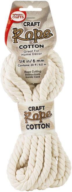 3 Pack - Pepperell Cotton Craft Rope .25"X18'-White - CCR14 - 725879699321
