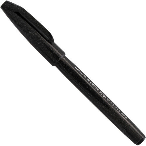 6 Pack Pentel Arts Sign Pen With Brush Tip-Black -15NBPA