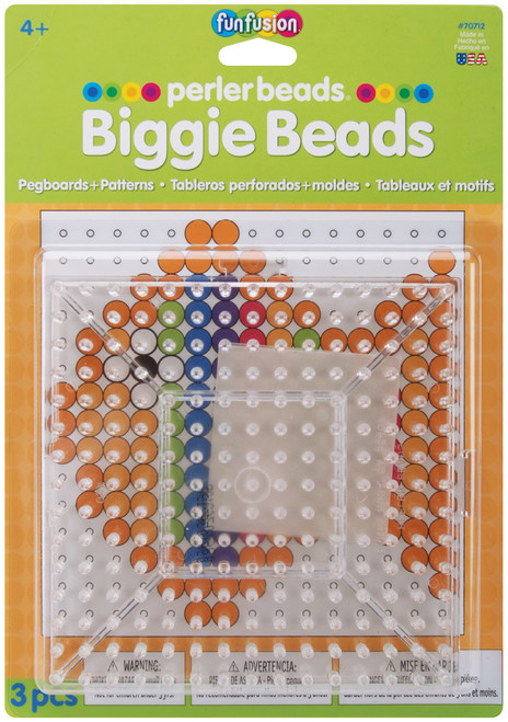 3 Pack Perler BIGGIE Beads Pegboards 2/Pkg-Square Clear 70712 - 048533707126