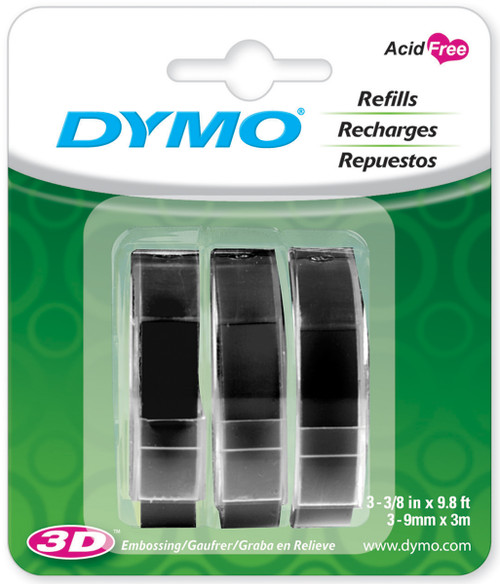 2 Pack Dymo Caption Maker Tape Refill 3/8"X9.8 Feet 3/Pkg-Black 1741670 - 071701190307