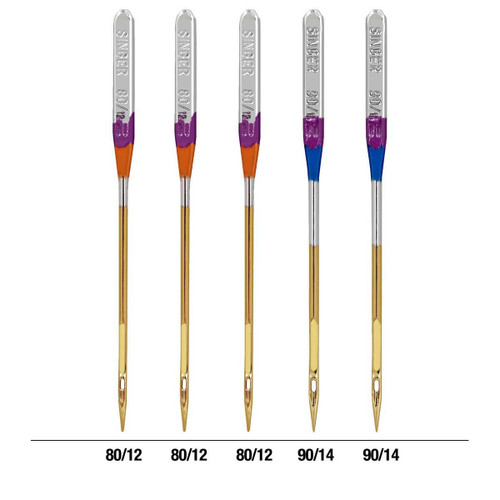 3 Pack - SINGER Titanium Universal Quilting Machine Needles-Sizes 11/80 (3) & 14/90 (2) - 04810