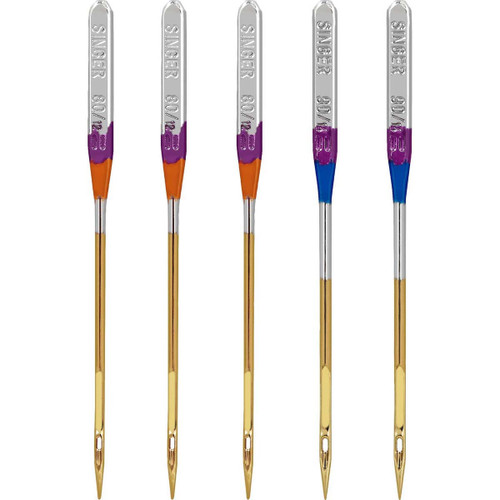 3 Pack - SINGER Titanium Universal Quilting Machine Needles-Sizes 11/80 (3) & 14/90 (2) - 04810