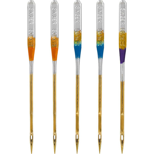 3 Pack Singer Titanium Universal Ball Point Machine Needles-Sizes 11/80 (2), 14/90 (2) & 16/100 (1) 04809