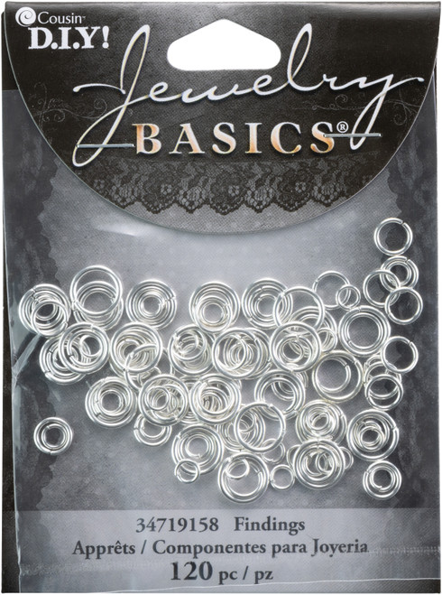 3 Pack Cousin Jewelry Basics Metal Findings 120/Pkg-Silver Jump Rings 4mm, 6mm & 8mm 34719158 - 016321064126