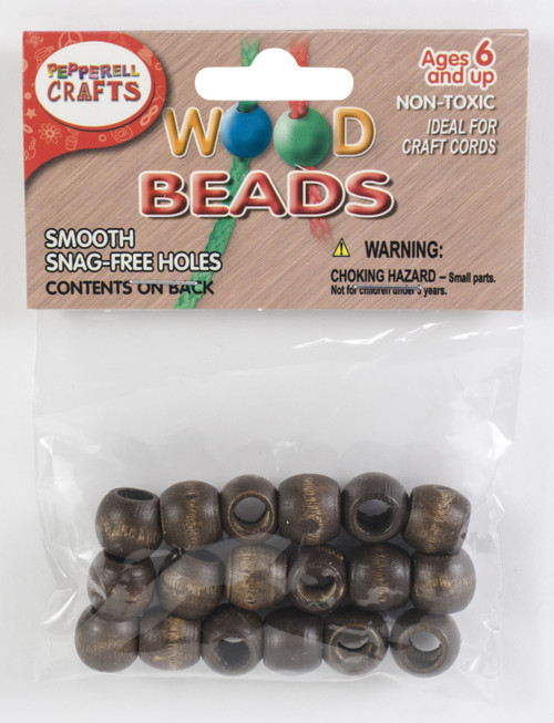 6 Pack Pepperell Barrel Wood Beads 13mmX11mm 18/Pkg-Walnut PWB1311-01 - 725879718213