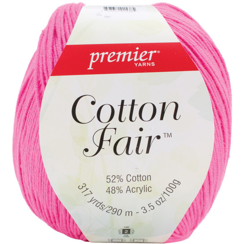 3 Pack Premier Cotton Fair Yarn-Bright Pink 27-6 - 847652015385