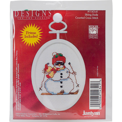 6 Pack Janlynn Mini Counted Cross Stitch Kit 2.75" Oval-Skiing Dude (18 Count) 1143-41 - 029064143416