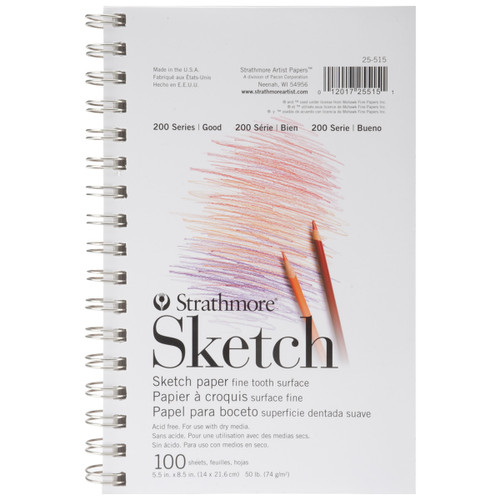 3 Pack Strathmore Sketch Spiral Paper Pad 5.5"X8.5"-100 Sheets 255150 - 012017255151