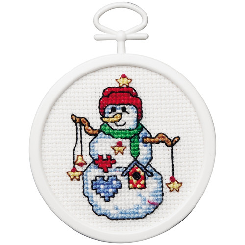 6 Pack Janlynn Mini Counted Cross Stitch Kit 2.5" Round-Starry Snowman (18 Count) 1143-31