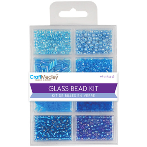 6 Pack Craft Medley(TM) Beading & Jewelry Glass Bead Kit 1.6oz-The Blues BD705-B - 775749154931