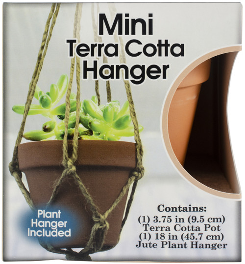 3 Pack Pepperell Mini Terra Cotta Pot & Jute Plant Hanger SetHTC4IN - 725879791186