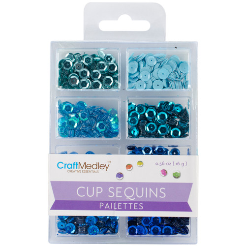 6 Pack - Craft Medley(TM) Creative Essentials Cup Sequins 7mm 0.56oz-Rhythm 'n Blues - GC457-D - 775749155051 6 Pack - Craft Medley(TM) Creative Essentials Cup Sequins 7mm 0.56oz-Rhythm 'n Blues - GC457-D - 775749155051