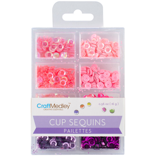 6 Pack Craft Medley(TM) Creative Essentials Cup Sequins 7mm 0.56oz-Princess GC457-E - 775749155068