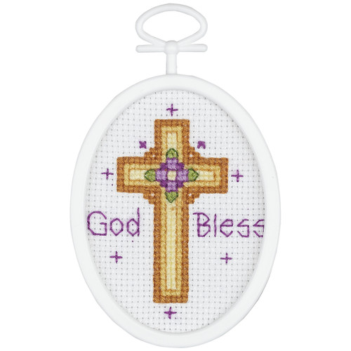 6 Pack Janlynn Mini Counted Cross Stitch Kit 2.75" Oval-Cross (18 Count) 998-7006