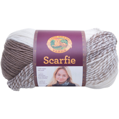 3 Pack - Lion Brand Scarfie Yarn-Cream/Taupe - 826-206 - 023032017068