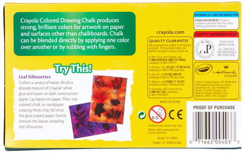 6 Pack - Crayola Drawing Chalk-12/Pkg - 51-0403 6 Pack - Crayola Drawing Chalk-12/Pkg - 51-0403
