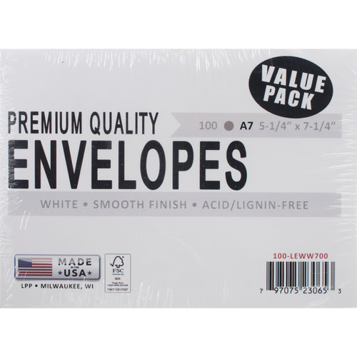 2 Pack Leader A7 Envelopes (5.25"X7.25") 100/Pkg-White A7100 - 797075230653