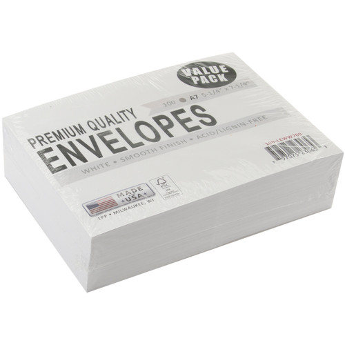 2 Pack Leader A7 Envelopes (5.25"X7.25") 100/Pkg-White -A7100