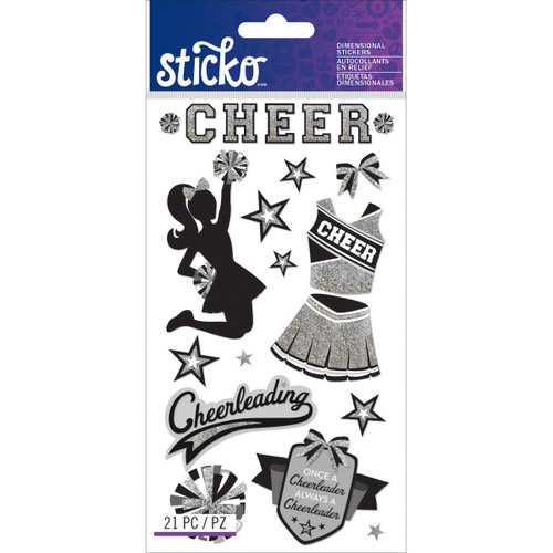 3 Pack Sticko Dimensional Stickers-Cheerleading E5245024 - 015586829761
