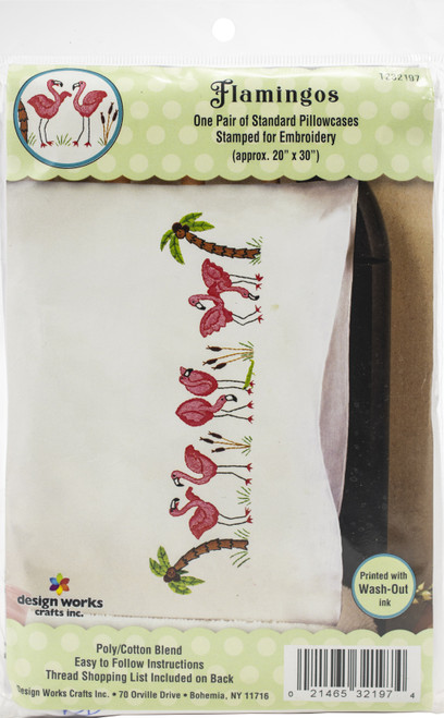 Tobin Stamped For Embroidery Pillowcase Pair 20"X30"-Flamingos T232197 - 021465321974