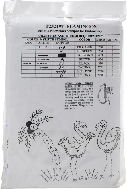 Tobin Stamped For Embroidery Pillowcase Pair 20"X30"-Flamingos - T232197 Tobin Stamped For Embroidery Pillowcase Pair 20"X30"-Flamingos - T232197