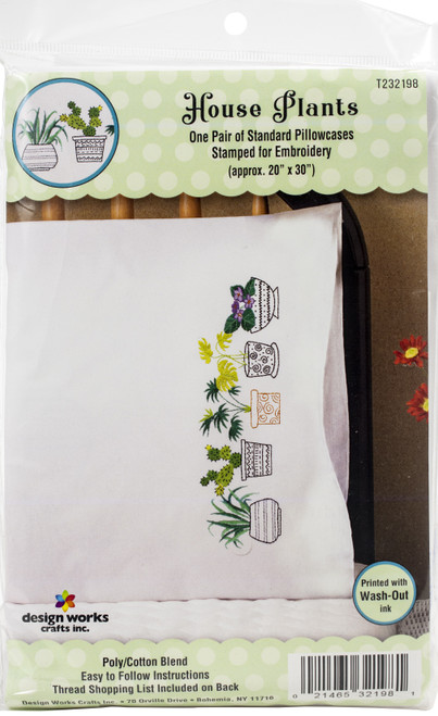 Tobin Stamped For Embroidery Pillowcase Pair 20"X30"-House Plants T232198 - 021465321981