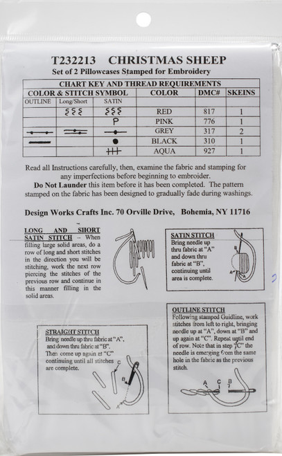 Tobin Stamped For Embroidery Pillowcase Pair 20"X30"-Christmas Sheep - T232213 Tobin Stamped For Embroidery Pillowcase Pair 20"X30"-Christmas Sheep - T232213