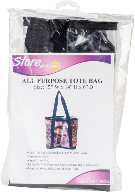 3 Pack Innovative Home Creations All-Purpose Clear Tote Bag-Black 19"X14"X6" I1570 - 039676157008