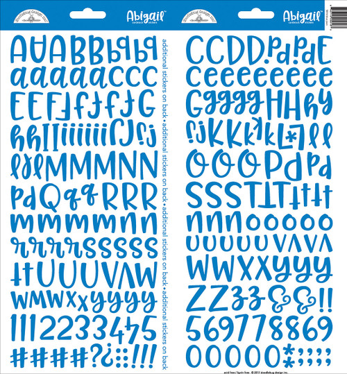 3 Pack Doodlebug Abigail Font Alpha Cardstock Stickers 6"X13" 2/Pkg-Blue Jean ABAS-5816 - 842715058163