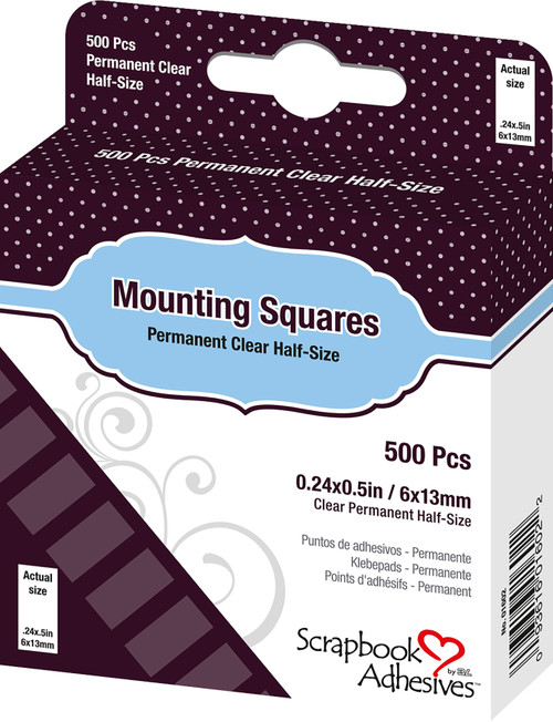 3 Pack - Scrapbook Adhesives Mounting Squares 500/Pkg-Permanent, Clear, .5"X.25" - 1602 - 093616016022 3 Pack - Scrapbook Adhesives Mounting Squares 500/Pkg-Permanent, Clear, .5"X.25" - 1602 - 093616016022