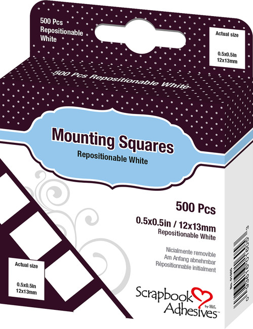 3 Pack - Scrapbook Adhesives Mounting Squares 500/Pkg-Repositionable, White, .5"X.5" - 1605 - 093616016053 3 Pack - Scrapbook Adhesives Mounting Squares 500/Pkg-Repositionable, White, .5"X.5" - 1605 - 093616016053