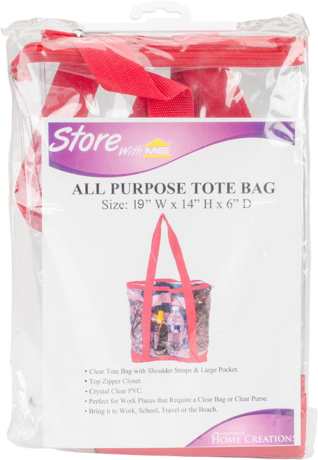 3 Pack Innovative Home Creations All-Purpose Clear Tote Bag-Red 19"X14"X6" I1560 - 039676156001